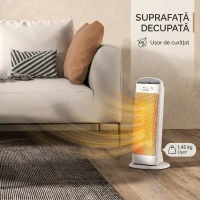 HOMCOM Încălzitor electric ceramic 2000W, 4 moduri și încălzire reglabilă, oscilație la 55°, alb(m-9)