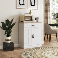 HOMCOM Buffet salon style moderne avec placard à 2 portes, tiroir et étagère réglable, 75,2 x 40 x 91,5 cm, blanc(m-10)