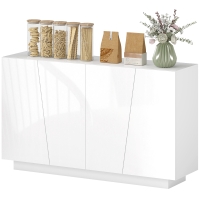 HOMCOM Meuble de rangement avec placards à portes et étagère réglable, 150 x 40 x 88 cm, blanc brillant