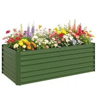 Outsunny Pflanzenkübel, Handliches Blumenbeet zum Anpflanzen, Hegen und Pflegen, Hochbeet, Stahl, Grün(m-11)