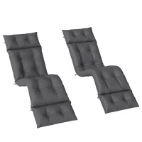 Outsunny Lot de 2 coussins de chaise longue coussin bain de soleil épais, confortable - 6 attaches, 190 x 56 x 10 cm, gris foncé(m-1)