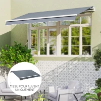 Outsunny Toile de Rechange Store Banne avec Lambrequin, Déperlante, Toile de Remplacement pour Store, Compatible 4 x 3 m, Gris(m-7)