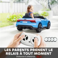 HOMCOM Voiture électrique enfant 12 V - véhicule électrique avec télécommande parentale fournie - V. Max. 5 Km/h - effets sonores, lumineux - Audi RS E-tron GT bleu(m-5)