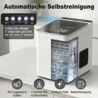 HOMCOM Zelfreinigende tafel-ijsblokjesmachine, compacte ijsbereider met schep en mand, wit(m-6)