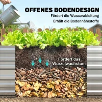 Outsunny Pflanzenkübel, Handliches Blumenbeet zum Anpflanzen, Hegen und Pflegen, Hochbeet, Stahl, Silber(m-6)