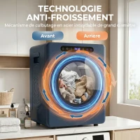HOMCOM Sèche linge à évacuation, sèche-linge électrique 1000 W 3 Kg, 6 modes de séchage, minuterie, acier inoxydable, bleu(m-6)