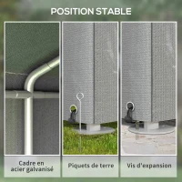 Outsunny Abri de jardin tente de stockage imperméable abri moto porte enroulable fermeture éclair, 160 x 218 x 172 cm, gris clair(m-6)