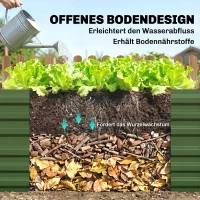 Outsunny Pflanzenkübel, Handliches Blumenbeet zum Anpflanzen, Hegen und Pflegen, Hochbeet, Stahl, Grün(m-6)