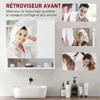 kleankin Armoire murale miroir de salle de bain placard de rangement 2 portes 55 x 17 x 55 cm blanc(m-6)