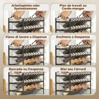 HOMCOM Suport pentru condimente de bucătărie cu 3 niveluri, organizator economisitor de spațiu cu rafturi înclinate din metal, negru(m-6)