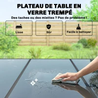 Outsunny Salon de Jardin 6 Personnes Ensemble Table et Chaises Jardin avec Chaises Empilables en Textilène 70x51x87cm Noir(m-7)