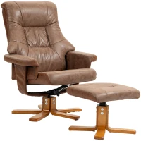 HOMCOM Fauteuil relax inclinable 135° pivotant 360° avec repose-pieds revêtement microfibre marron(m-7)