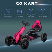 HOMCOM Go-Kart, Kinderfahrzeug mit verstellbarem Sitz, Tretfahrzeug, Tretauto mit Handbremse, 3-8 Jahre, Outdoor, Rosa(m-7)