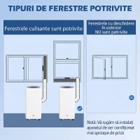 HOMCOM Aparat de aer condiționat portabil 1250W cu 5 moduri și timer 24h, 35.5x35x70 cm, alb(m-8)