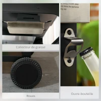 Outsunny Barbecue à gaz 4+1, barbecue au gaz propane 12,5 kW roulettes, grille chauffante, étagères, thermomètre, décapsuleur(m-7)