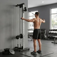 SPORTNOW Kraftstation höhenverstellbar 25-165 cm mit Dual-Pulley-Systemen Adaptern 62 x 60 x 200 cm Schwarz(m-8)