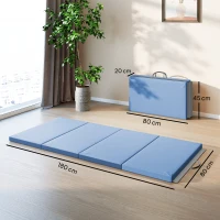 HOMCOM Tapis de gymnastique yoga pilates fitness pliable en 4 avec poignées revêtement synthétique 180 x 80 x 5 cm bleu clair(m-3)