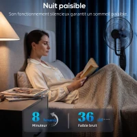 HOMCOM Ventilateur brumisateur silencieux 90W ventilateur sur pied 128cm oscillation 70° 3 vitesses 3 modes minuterie noir(m-7)