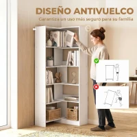 HOMCOM Estantería Expandible 5 Niveles Giratoria 350° Ancho Ajustable Convertible en en L Recta o Compacta 111,5x23,8x163,7 cm(m-7)