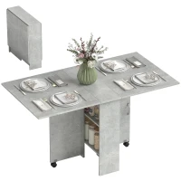 HOMCOM Table pliante de cuisine salle à manger amovible sur roulettes 75L x 140l x 74H cm 2 étagères intégrées en bois(m-11)