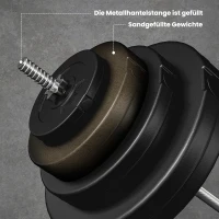 HOMCOM Hanteln Set 70kg Hantelset aus Stahl Kurzhanteln mit Verbindungsrohr Rutschfester Griff für Zuhause(m-4)