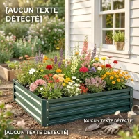 Outsunny Carré potager de jardin tôle d'acier ondulée 120 x 120 x 30 cm vert foncé(m-9)