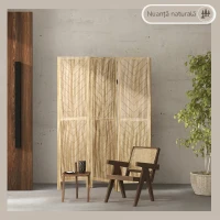HOMCOM Paravan pliabil de interior cu 3 panouri în model os de pește din lemn, 120x1,6x170 cm(m-4)