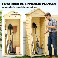 Outsunny Houten tuinkast extra hoge gereedschapsschuur met verstelbare plank magnetische deur gegalvaniseerd dak ventilatie(m-4)