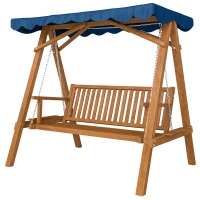 Outsunny Dondolo da Giardino 3 Posti in Legno con Baldacchino 205x133x186cm(m-10)