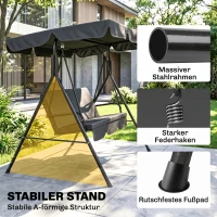 Outsunny 3-Sitzer Hollywoodschaukel Gartenliege Schaukelbank, wetterbeständig, 172 cm x 110 cm x 153 cm, Schwarz(m-5)