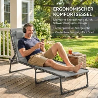 Outsunny Sonnenliege, klappbar, atmungsaktiver Bezug, Metallrahmen, 189 x 58 x 30 cm, Hellgrau(m-7)