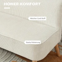 HOMCOM 2-Sitzer Sofa, weiche Polsterung, pflegeleichter Bezug, bis 150 kg belastbar, 117 x 56,5 x 77 cm, Cremeweiß(m-5)
