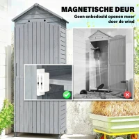 Outsunny Houten Tuinkast Extra Hoge Gereedschapskast met Verstelbare Planken, Magnetische Deur en Gegalvaniseerd Dak(m-9)