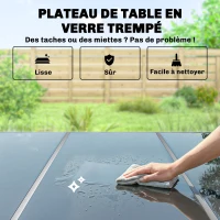 Outsunny Salon de Jardin 6 Personnes Ensemble Table et Chaises Jardin avec Chaises Empilables en Textilène 70x51x87cm Argent(m-7)