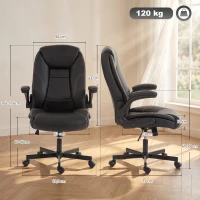 HOMCOM Chaise bureau ergonomique fauteuil de bureau accoudoirs relevables hauteur réglable fonction bascule noir(m-3)