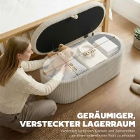 HOMCOM Aufbewahrungs-Ottomane, Cord-Polsterung mit gepolsterter Sitzfläche, Sitzbank am Bettende, 105 x 51 x 49 cm, Beige(m-4)