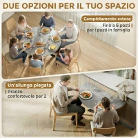 HOMCOM Tavolo Pieghevole 2-6 Persone, Ali Pieghevoli, Struttura Acciaio Doppia X, Grigio Cemento(m-4)