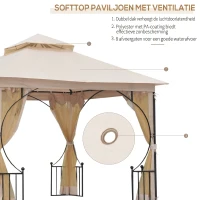 Outsunny Partytent in de tuin partytent paviljoen tuintent feesttent dubbel dak 3 x 3 m(m-4)