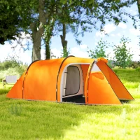 Outsunny Tunnelzelt für 2-3 Personen, Campingzelt mit Vorraum Lampenhaken 2000mm Wassersäule Orange(m-9)