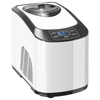 HOMCOM Gelatiera con Compressore Integrato 1.5L, Modalità Morbida e Dura, Funzione Auto-Mantenimento al Freddo, Bianca(m-11)