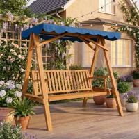Outsunny Dondolo da Giardino 3 Posti in Legno con Baldacchino 205x133x186cm(m-9)