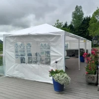 Outsunny 3 x 6 m Garden Pop Up Gazebo, Wedding Party Tent Marquee, Water Resistant Awning Canopy with Sidewalls, Windows, Carry Bag, White(m-9)