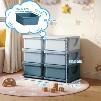 HOMCOM Kids Storage Unit, with Six Drawers - Blue(m-3)