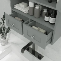 kleankin Armoire murale de salle de bain, armoire de toilette, avec portes, étagère, 2 tiroirs, 50,8l x 17,8P x 66H cm, gris(m-7)