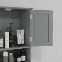 kleankin Armoire murale de salle de bain, armoire de toilette, avec portes, étagère, 2 tiroirs, 50,8l x 17,8P x 66H cm, gris(m-8)
