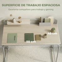 HOMCOM Mesa de Escritorio Moderno con Estante y Estructura de Metal Fácil Montaje 98x48x88,5 cm Roble(m-5)