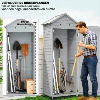 Outsunny Houten Tuinkast Extra Hoge Gereedschapskast met Verstelbare Planken, Magnetische Deur en Gegalvaniseerd Dak(m-4)