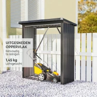 Outsunny Brandhoutschuur met verhoogde bodem, stalen constructie, schuin dak – 150 x 66,5 x 144/150 cm, donkergrijs(m-7)