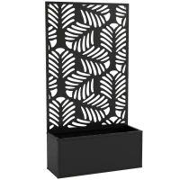 Outsunny Metal Garden Bed for Garden with Trellis, Wall Mounted or Freestanding Raised Planter with Privacy Screen(m-1)