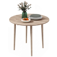 HOMCOM Table de salle à manger pliante 2 abattants - table ronde extensible - peu encombrante avec pieds en bois Ø89 x 73.5H cm